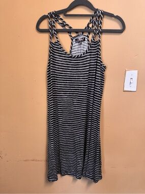 Daisy Fuentes Black & White Striped Midi Tank Dress